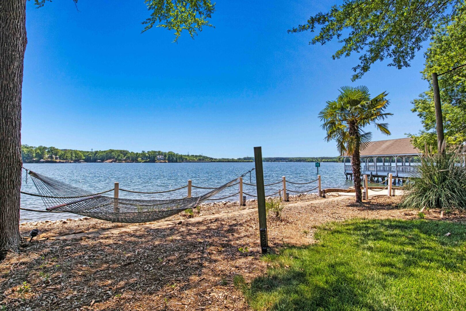 A view of the water from a beach.